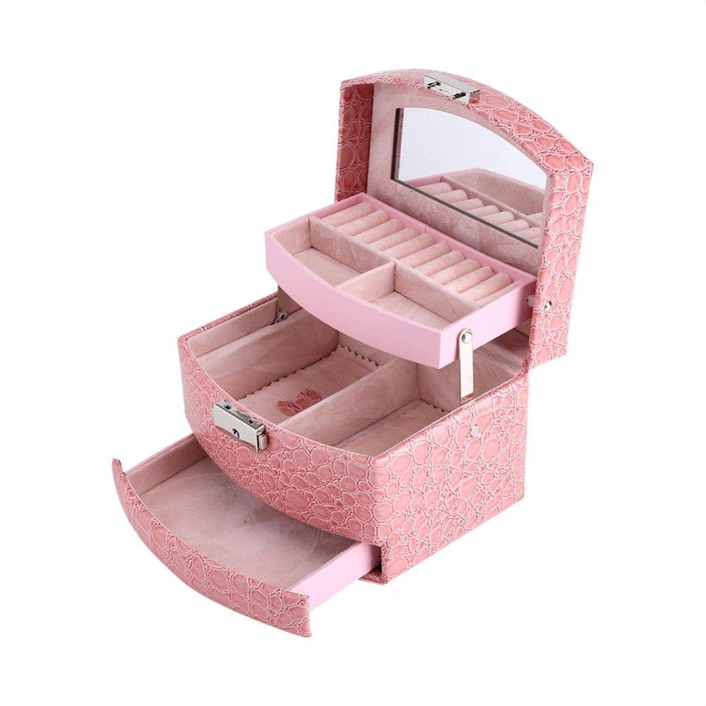 image-3 Layers Jewelry Boxes And Packaging Leather Makeup Organizer Storage Box Container Case Gift Box Women Cosmetic Casket