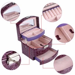 image-3 Layers Jewelry Boxes And Packaging Leather Makeup Organizer Storage Box Container Case Gift Box Women Cosmetic Casket