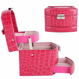 image-3 Layers Jewelry Boxes And Packaging Leather Makeup Organizer Storage Box Container Case Gift Box Women Cosmetic Casket