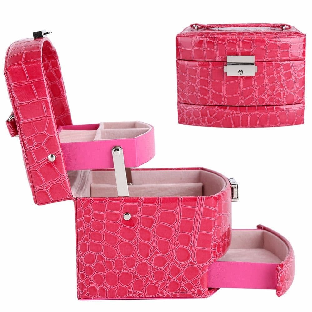 image-3 Layers Jewelry Boxes And Packaging Leather Makeup Organizer Storage Box Container Case Gift Box Women Cosmetic Casket