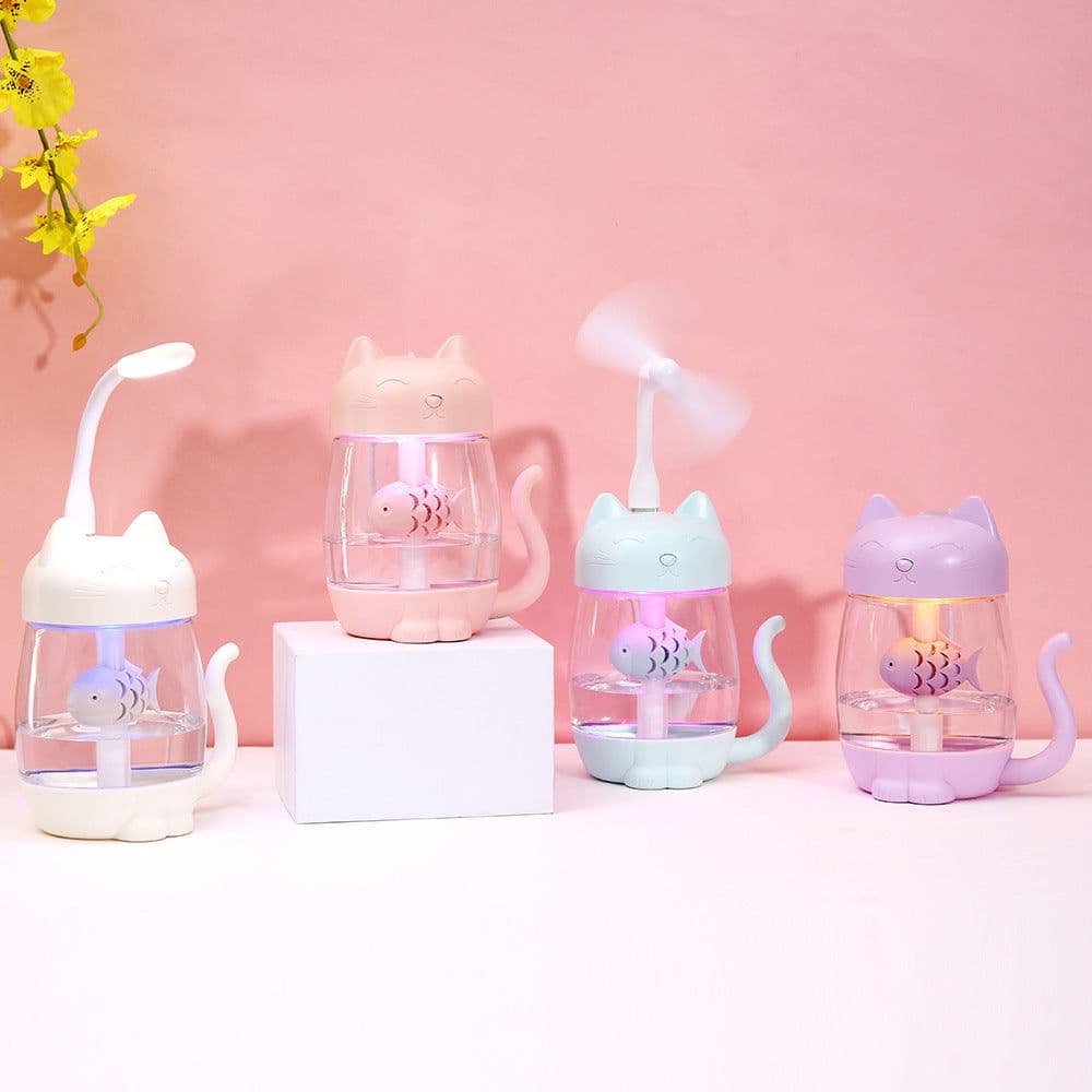 image-New cute pet cat three-in-one humidifier USB desktop office home car civilian humidifier atomizer