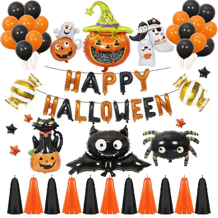 image-Halloween Pumpkins Balloon Decoration Bat Helium Balloons Halloween Home Decoration