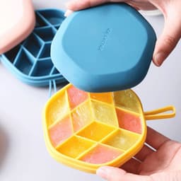 image-Silicone 12 Cavity Hexagon 3D Ice Mold DIY Popsicle Mould Ice Cream Makers Storage Box