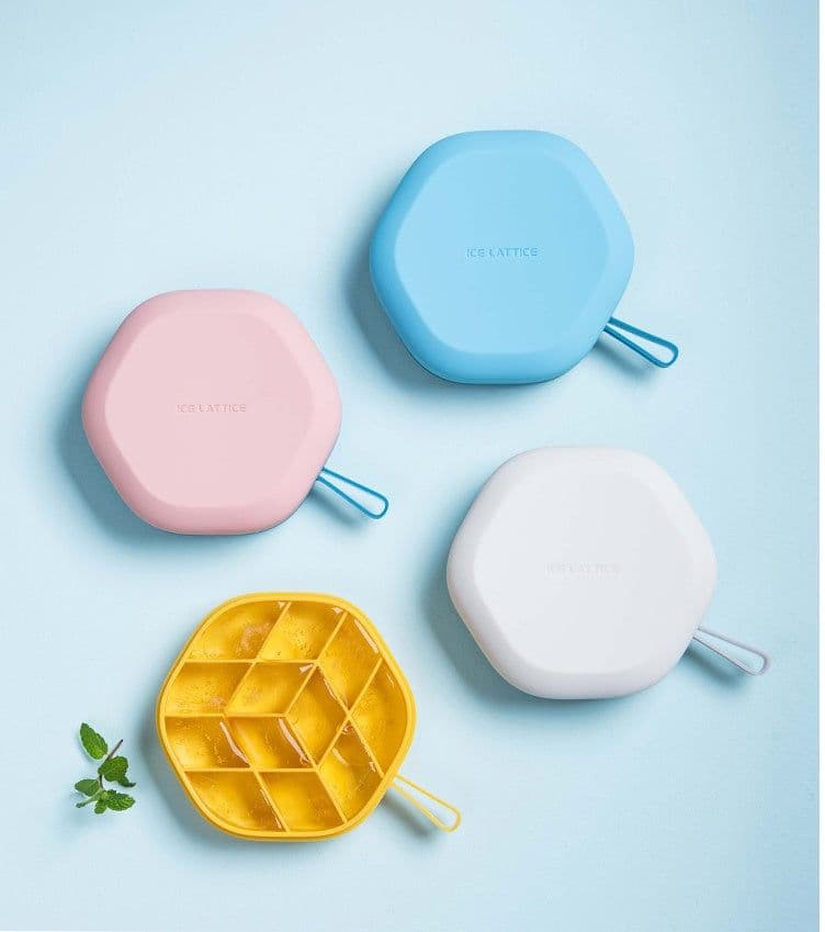 image-Silicone 12 Cavity Hexagon 3D Ice Mold DIY Popsicle Mould Ice Cream Makers Storage Box