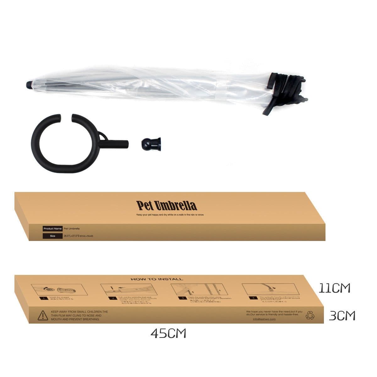 image-Hot Selling Transparent Pet Supplies Adjustable Pet C Type Umbrella