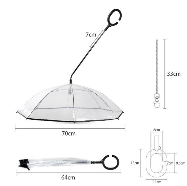 image-Hot Selling Transparent Pet Supplies Adjustable Pet C Type Umbrella