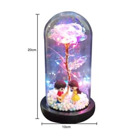 image-Beauty Eternal Flower Rose in Flask Wedding Decoration Artificial Flowers Glass Cover for Valentine'S Day Gift Home Decor