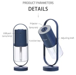 image-Magic Shadow USB Air Humidifier For Home With Projection Night Lights Ultrasonic Car Mist Maker Mini Office Air Purifier