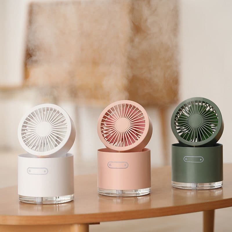 image-Spray mini fan mini portable mute desktop cooling water mist humidifier small rechargeable big wind