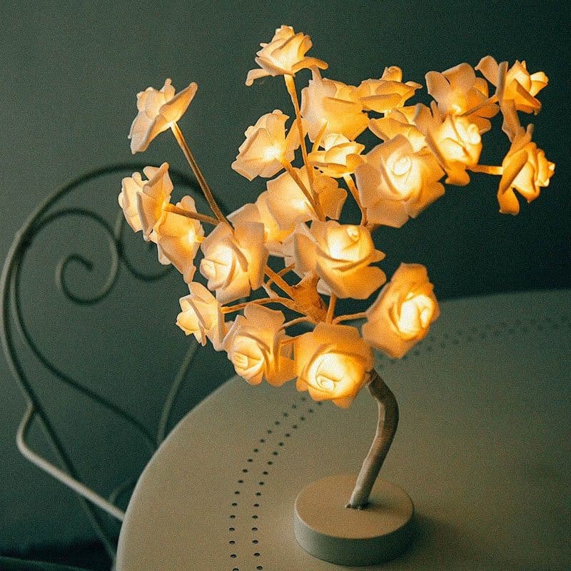 image-Rose Flower Lamp USB Battery Operated LED Table Lamp Bonsai Tree Night Lights Garland Bedroom Decoration Lights Home Decor