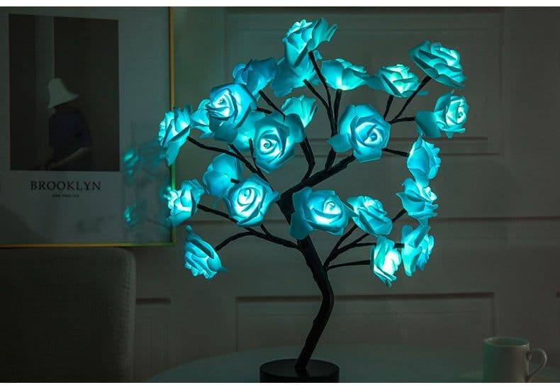 image-Rose Flower Lamp USB Battery Operated LED Table Lamp Bonsai Tree Night Lights Garland Bedroom Decoration Lights Home Decor