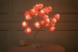 image-Rose Flower Lamp USB Battery Operated LED Table Lamp Bonsai Tree Night Lights Garland Bedroom Decoration Lights Home Decor