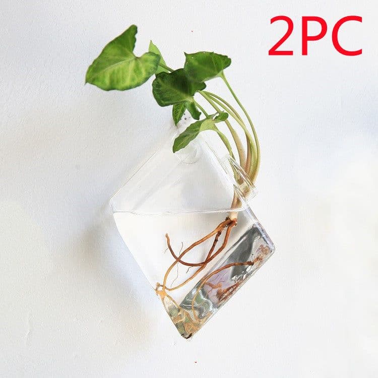 image-Fashion Wall Hanging Glass Flower Vase Terrarium Wall Fish Tank Aquarium Container Flower Planter Pots Home Garden Decoration