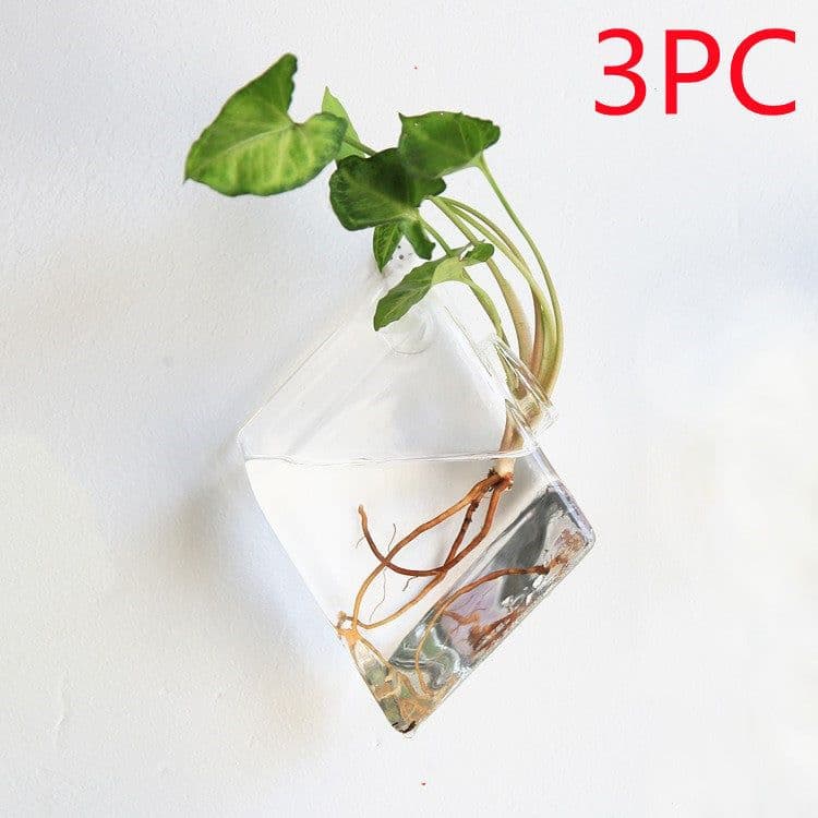 image-Fashion Wall Hanging Glass Flower Vase Terrarium Wall Fish Tank Aquarium Container Flower Planter Pots Home Garden Decoration