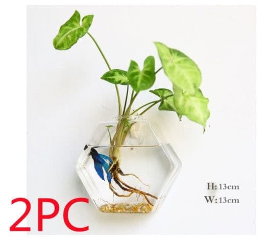 image-Fashion Wall Hanging Glass Flower Vase Terrarium Wall Fish Tank Aquarium Container Flower Planter Pots Home Garden Decoration