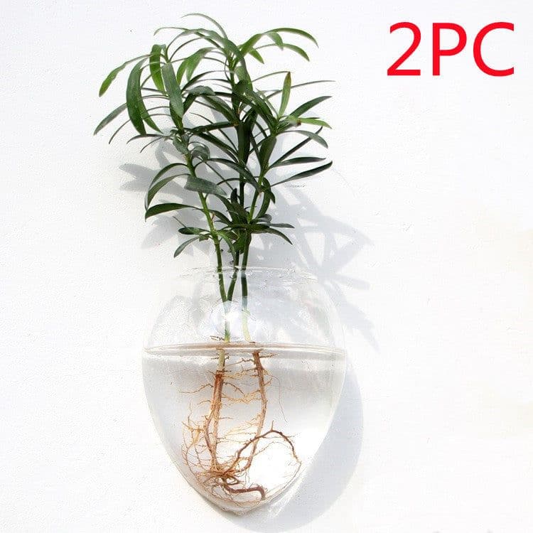 image-Fashion Wall Hanging Glass Flower Vase Terrarium Wall Fish Tank Aquarium Container Flower Planter Pots Home Garden Decoration