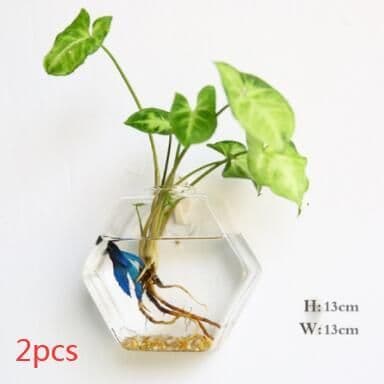 image-Fashion Wall Hanging Glass Flower Vase Terrarium Wall Fish Tank Aquarium Container Flower Planter Pots Home Garden Decoration