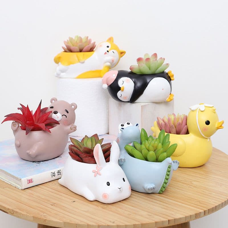 image-Resin fleshy fun gardening resin flower pot
