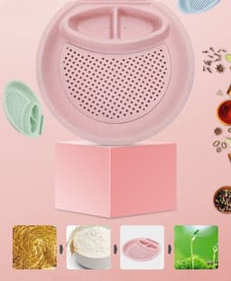 image-Round Double Layer Dumplings Drain Tray with Dipping Saucer Snack Plate