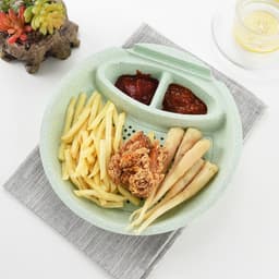 image-Round Double Layer Dumplings Drain Tray with Dipping Saucer Snack Plate