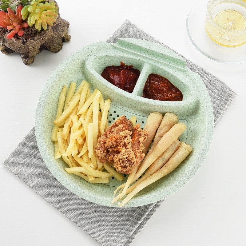 image-Round Double Layer Dumplings Drain Tray with Dipping Saucer Snack Plate