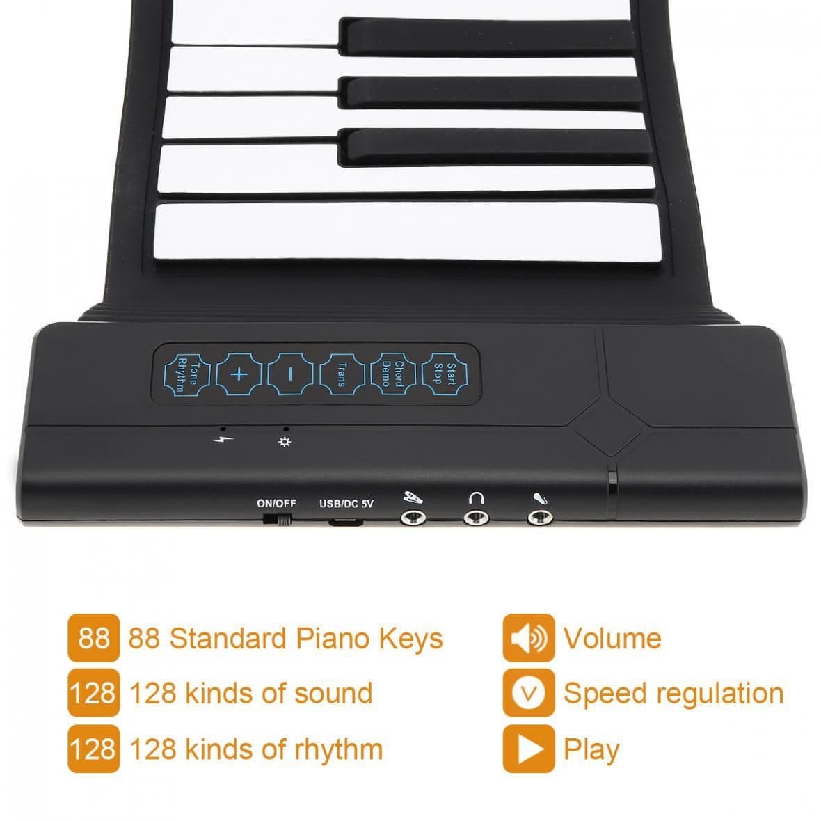 image-Portable Roll Up Piano 88 Keys Pure Musical Instrument Sound