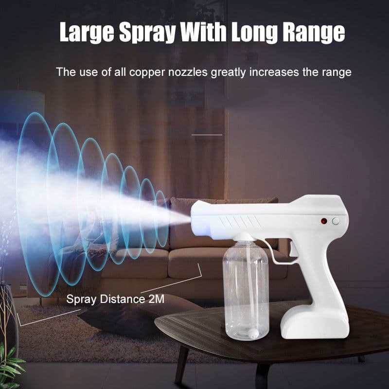 image-Blue Light Atomizing Spray Gun Handheld Wireless Atomizing Fogger Disinfection Sprayer Nano Sprayer Household Supplies