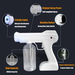 image-Blue Light Atomizing Spray Gun Handheld Wireless Atomizing Fogger Disinfection Sprayer Nano Sprayer Household Supplies