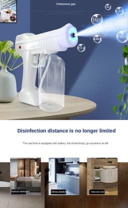 image-Blue Light Atomizing Spray Gun Handheld Wireless Atomizing Fogger Disinfection Sprayer Nano Sprayer Household Supplies