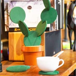 image-Cute Creative Coaster Mat Cactus Potted Plants Shape Cup Mat Heat Insulation Pad Table Decoration Kitchen Accessories
