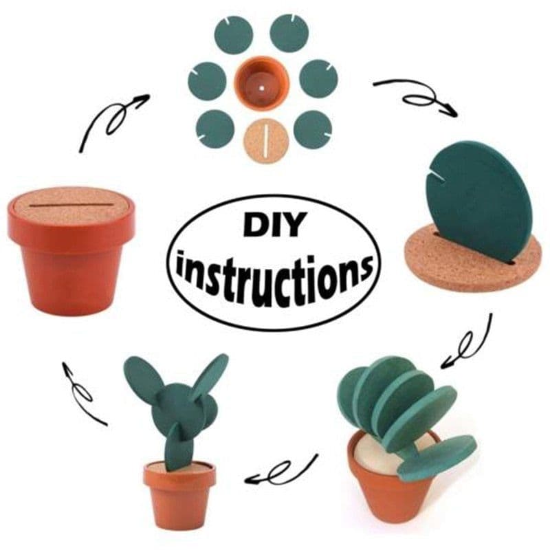image-Cute Creative Coaster Mat Cactus Potted Plants Shape Cup Mat Heat Insulation Pad Table Decoration Kitchen Accessories