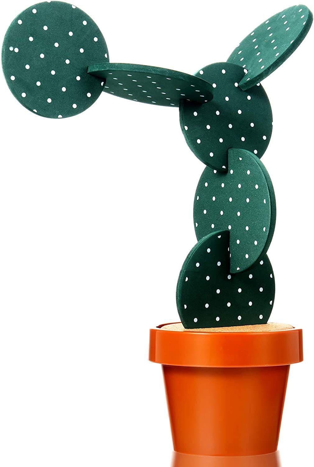 image-Cute Creative Coaster Mat Cactus Potted Plants Shape Cup Mat Heat Insulation Pad Table Decoration Kitchen Accessories