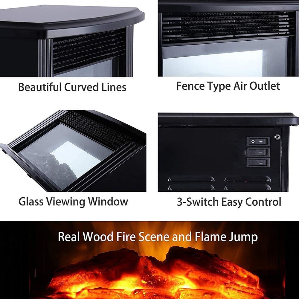 image-European Style Electric Fireplace Heater LED Flame Effect Stove 1000W With Remote Control