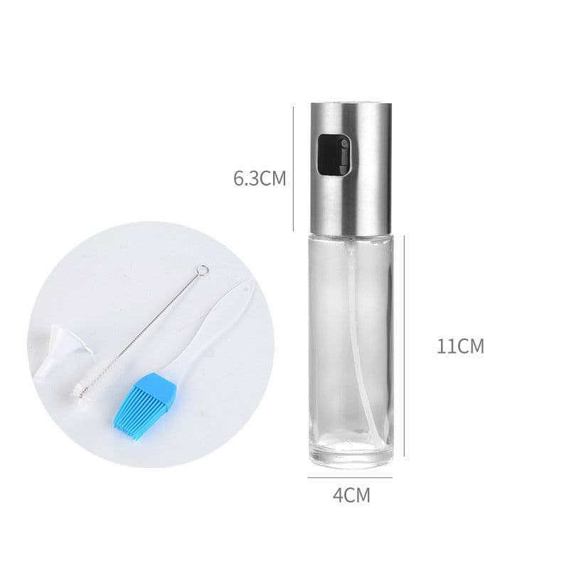 image-Stainless Steel Grill Kitchen Cooking Oil Spray Bottle With Scale