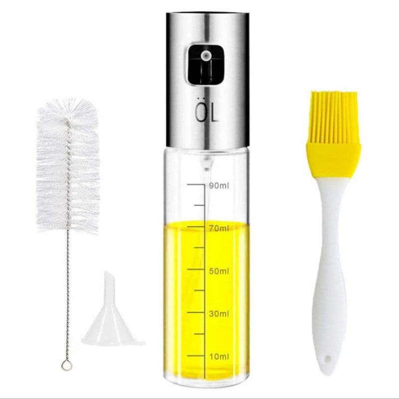 image-Stainless Steel Grill Kitchen Cooking Oil Spray Bottle With Scale