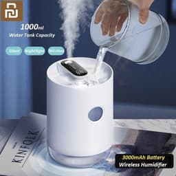 image-Air Humidifier 1L 3000mAh Portable Wireless USB Water Mist Diffuser Battery Life Show With LED Night Light
