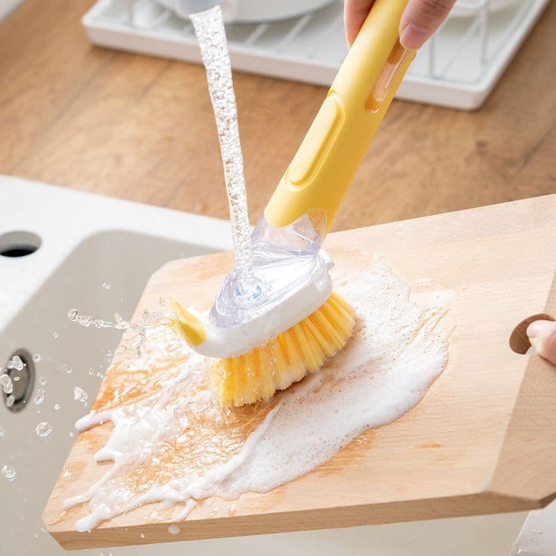 image-Kitchen Multi Functional Press Pot Brush Long Handle Cleaning Brush Slot Cleaner Brush Clean Window Slot Clean Tool