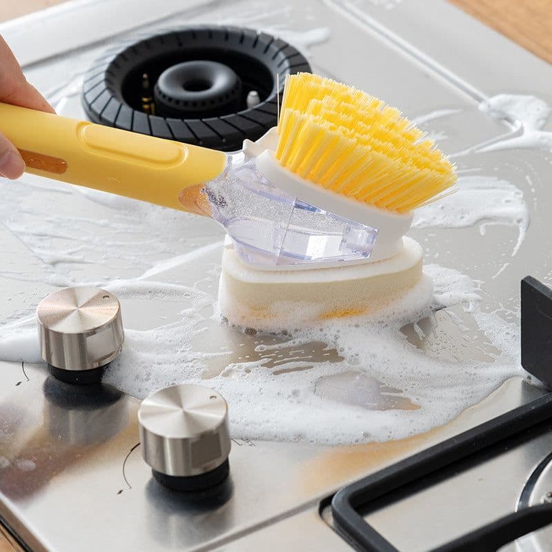 image-Kitchen Multi Functional Press Pot Brush Long Handle Cleaning Brush Slot Cleaner Brush Clean Window Slot Clean Tool