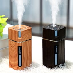 image-Electric Humidifier Aroma Oil Diffuser Essential Ultrasonic Wood Grain Air Humidifier USB Mini Mist Maker LED Light