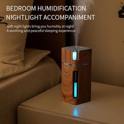 image-Electric Humidifier Aroma Oil Diffuser Essential Ultrasonic Wood Grain Air Humidifier USB Mini Mist Maker LED Light