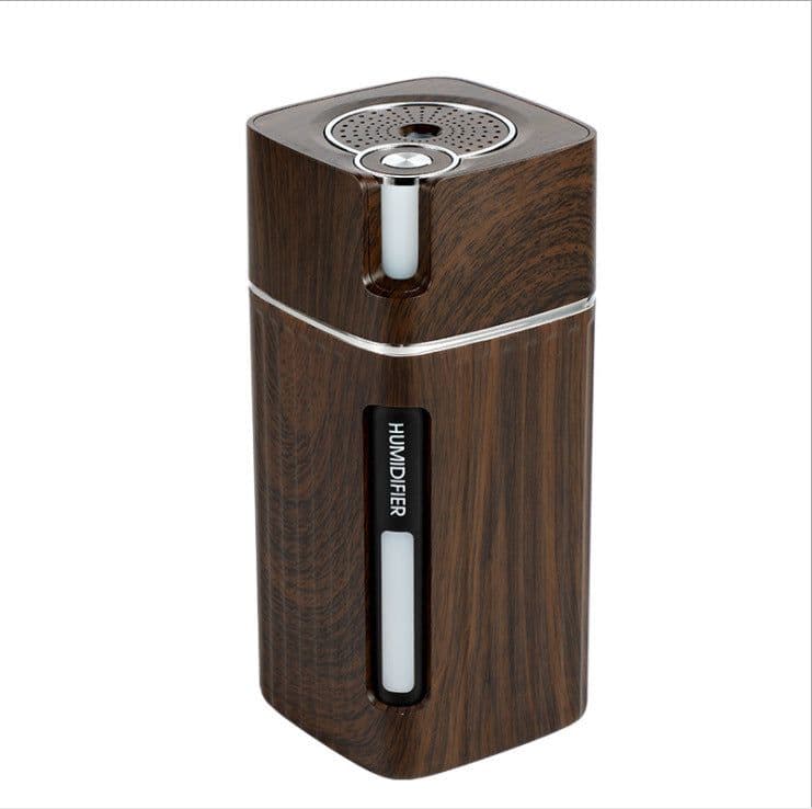 image-Electric Humidifier Aroma Oil Diffuser Essential Ultrasonic Wood Grain Air Humidifier USB Mini Mist Maker LED Light