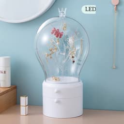 image-LED Light Jewelry Storage Box Makeup Organizer USB Charge Case Desktop Dust Proof Drawer Earrings Necklace Display Holder