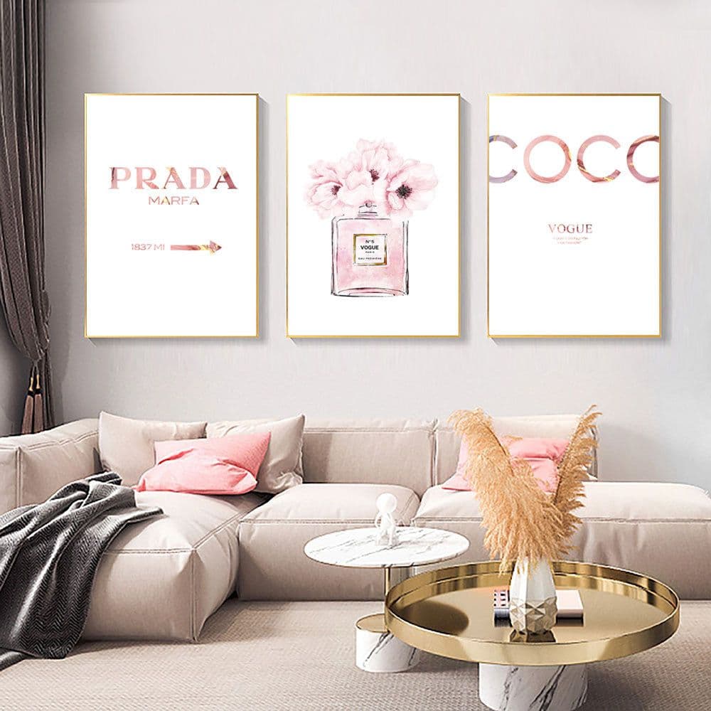 image-Perfume bottle peony canvas painting