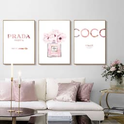 image-Perfume bottle peony canvas painting