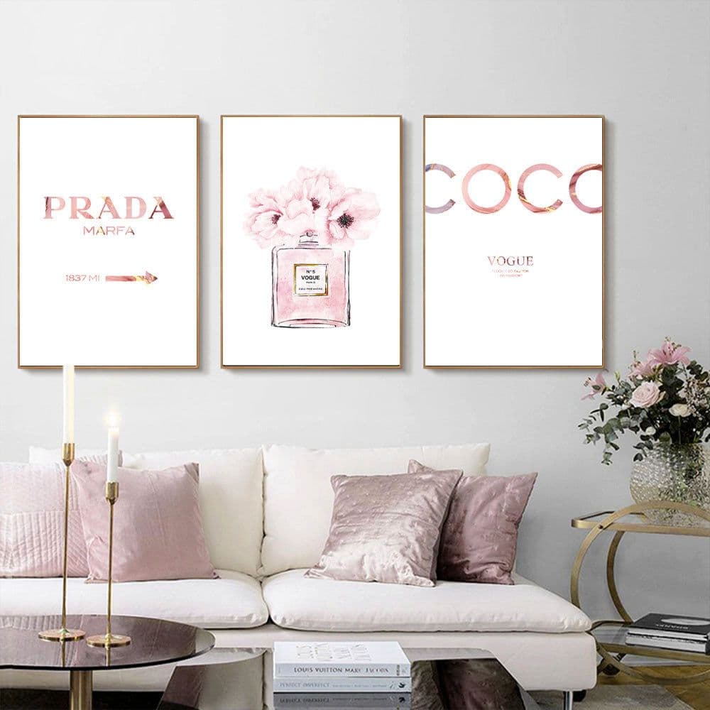 image-Perfume bottle peony canvas painting
