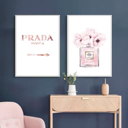 image-Perfume bottle peony canvas painting