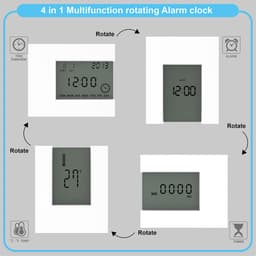 image-Electronic Square LCD Calendar Alarm Clock Digital Desk Watch White with Home Thermometer Count Down Timer Battery Operated