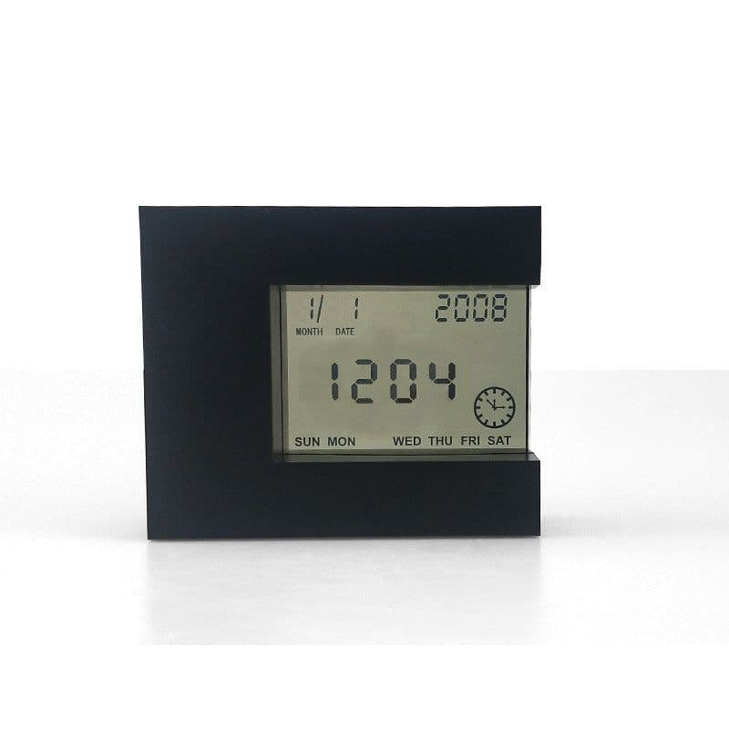 image-Electronic Square LCD Calendar Alarm Clock Digital Desk Watch White with Home Thermometer Count Down Timer Battery Operated