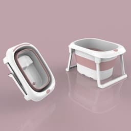 image-Baby Shining 0-10Y Children Folding Bath Tub Height 44.5cm Baby Bath Seat Insulation Non Slip Easy Storage Kid Widen Bath Bucket