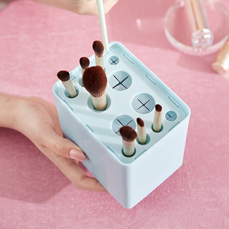 image-Inverted Makeup Brush Storage Bucket Dressing Table Eyeliner Powder Brush Eyebrow Pencil Lipstick Storage Box